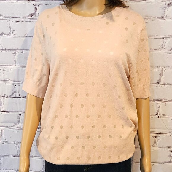 KARL LAGERFELD PARIS - Blush pink polka dot short sleeve sweater - Picture 5 of 10